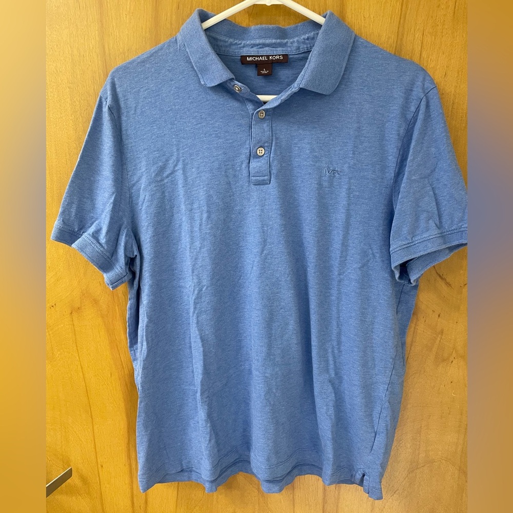 Michael Kors Men's Blue Short Sleeve Polo Shirt Size L